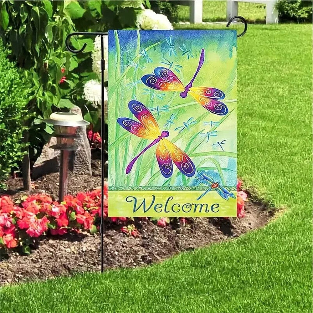 Dragonfly & Butterfly Welcome Burlap Garden Flag Double-Sided 12" x 18" NEW! Home & Garden:Yard, Garden & Outdoor Living:Décor:Flags Style Your Walls